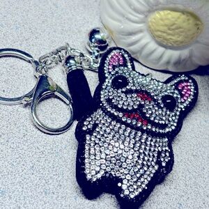 Sparkling DOG Keychain with Black and Silver Accents
